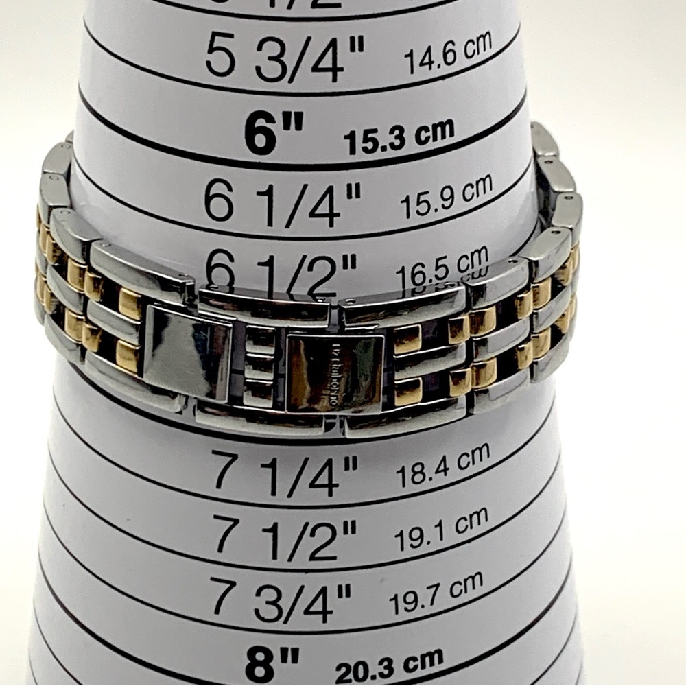 Liz Claiborne Two-Tone Crystal Bezel Watch 6.75" New Battery - Picture 7 of 14